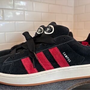 Adidas Campus Black with Red Stripes Size 11.5 Men. Brand New w/ Tags.